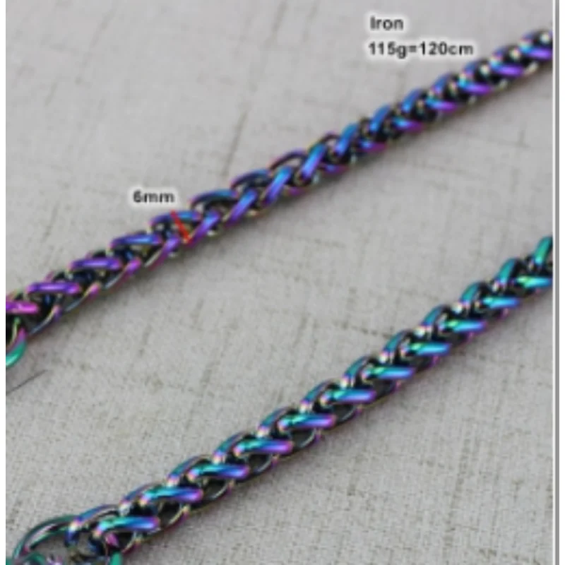 6mm/12mm 60-130cm Metal Chain Straps Purse Bag Chains Handbag Replacement Crossbody Strap Bag Parts Hardware Accessories