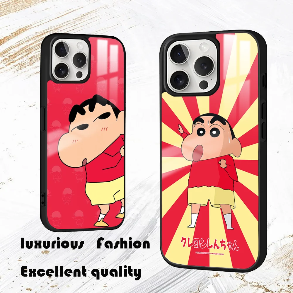 Чехол для телефона с рисунком C-Crayon S-ShinChan iPhone 16 15 14 13 12 11 Pro Max Plus Mini PC модный