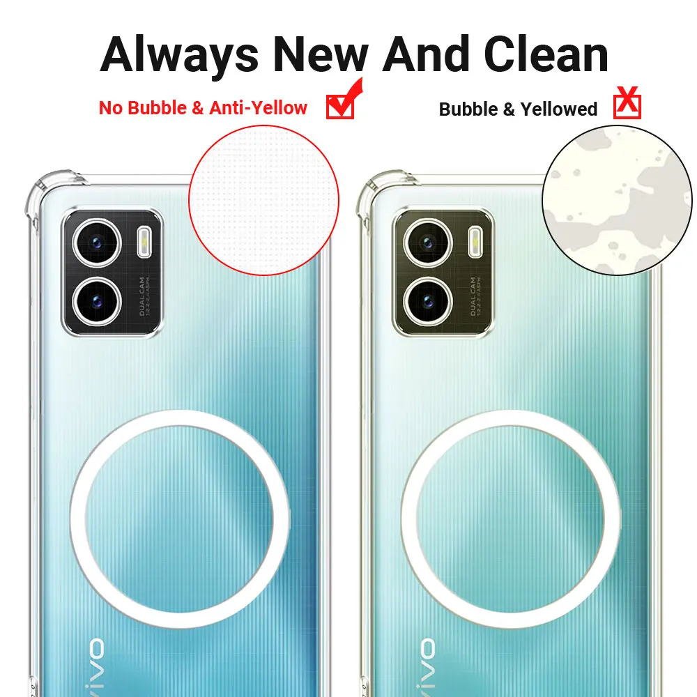 Для Vivo Y15S Y15C V2120 V2147 чехол с магнитной наклейкой противоударный прозрачный мягкий