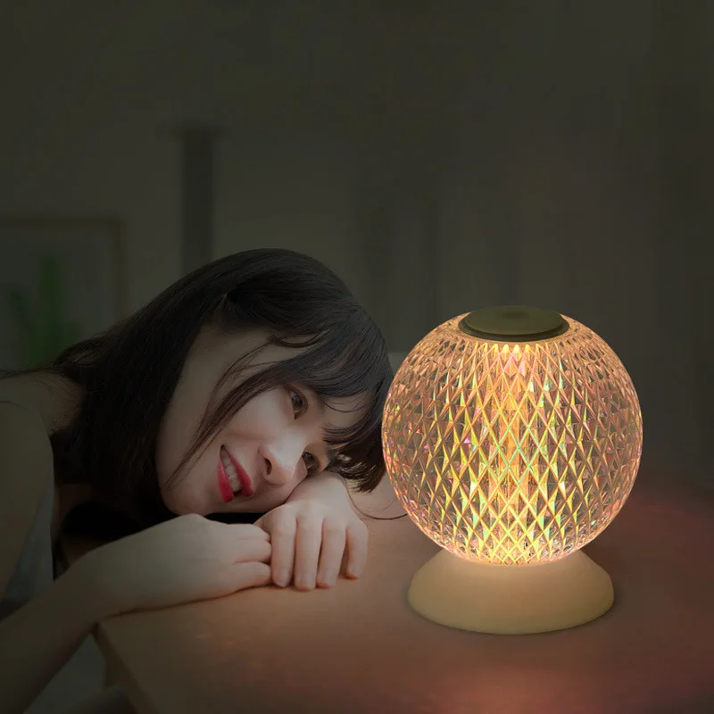 

Creative LED Moon Table Lamp USB Wireless Charging Projection Atmosphere Lamp Bedroom Bedside Crystal Ball Gift Night Lamp