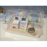 new hamster house acrylic small pet cage set transparent super large villa guinea pig squirrel swing running wheel toy supplies