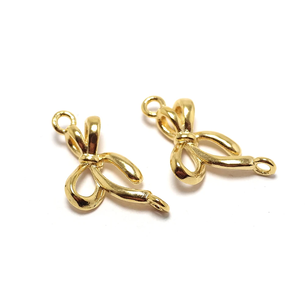 Купи 2pcs Bow Tie Earring Connect, 24K Gold Color Plated Brass Charms, Earring Dangle Connector, Jewelry Earring Necklace Making Pendant за 210 рублей в магазине AliExpress