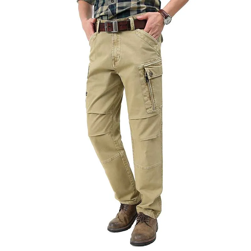 Брюки-карго мужские тактические хлопок свободные брюки прямого покроя стиль