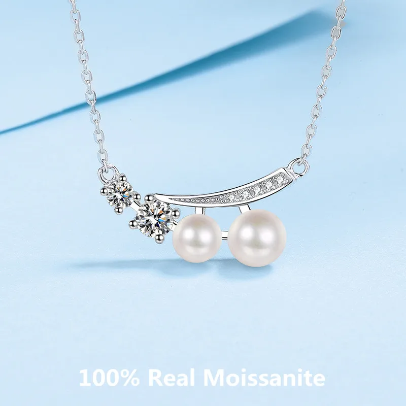 

925 Sterling Silver Nature Pearl Moissanite Pods Pendant Necklace for Women Delicate Female Clavicle Chain Wedding Jewelry Gift