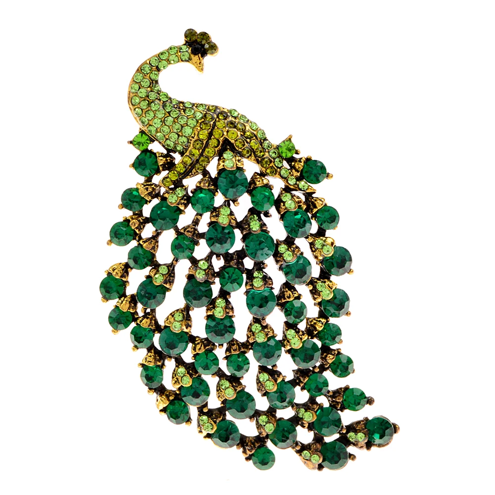 

CINDY XIANG Rhinestone Peacock Brooches for Women Animal Pin Elegant Accessories 4 Colors Available High Quality