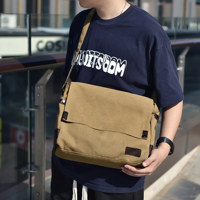Новая Холщовая Сумка через плечо в Корейском стиле для мужчин с большой емкостью