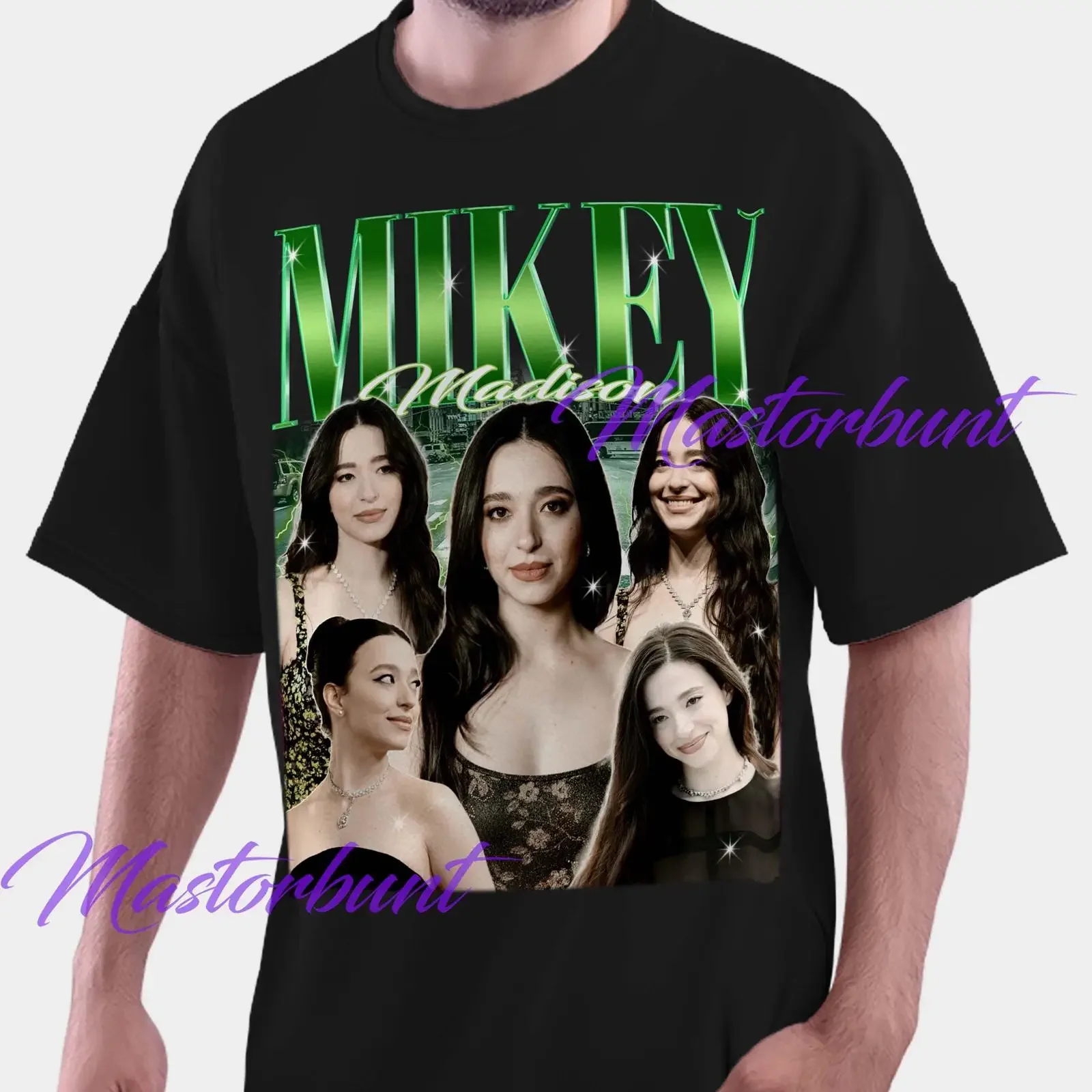 Фото Винтажная ретро-футболка Mikey Madison Bootleg для фанатов, повседневная, с эффектом потертости, уличная одежда с графическим дизайном №1