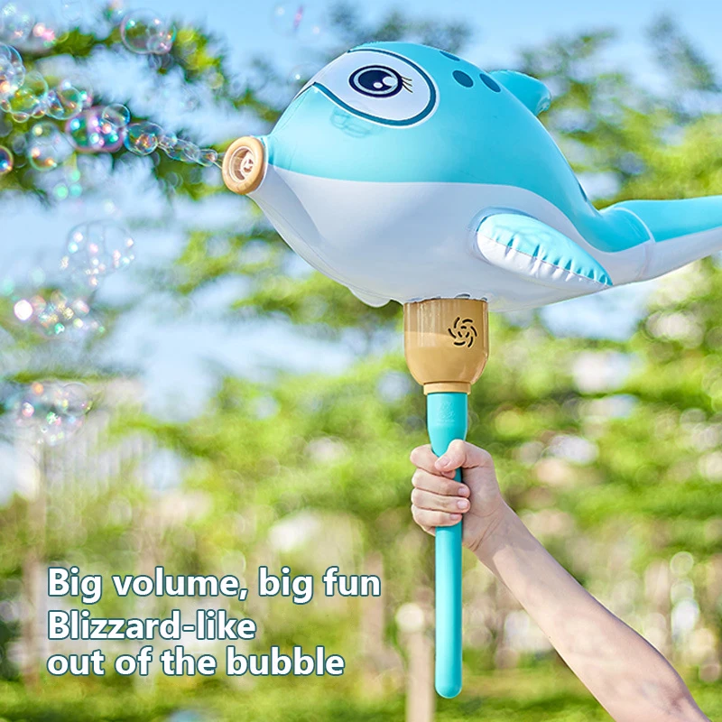 

Большая автоматическая пузырчатая пушка, надувной воздушный шар, электрический ручной аппарат для мыльных пузырей в виде дельфина, мигающи...