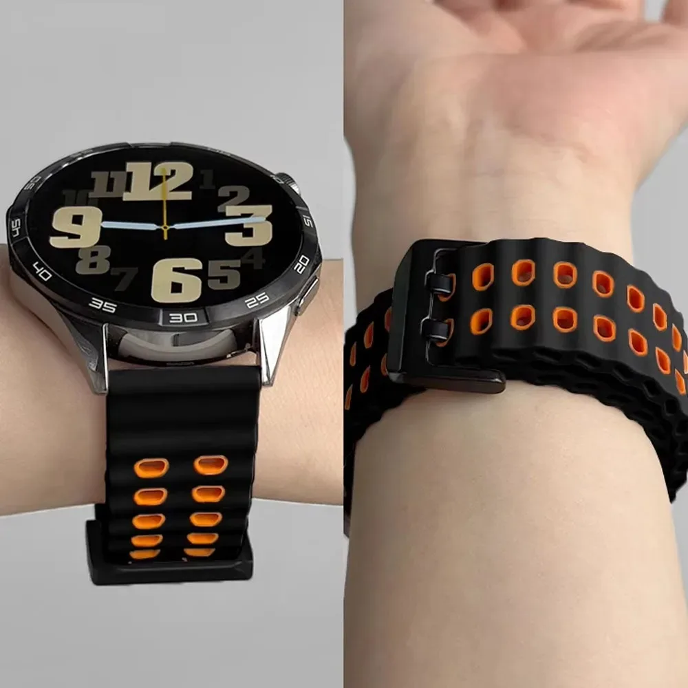 Фото Силиконовый ремешок Ocean 22 мм для Xiaomi Watch 5 S5-1, спортивный браслет для OPPO Watch X-S-X3-2/Realme 5-S-3-2/Huawei Ultimate 2 №5