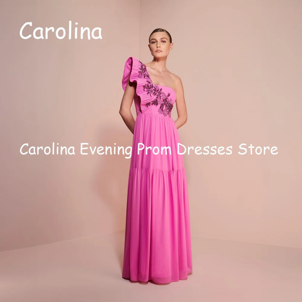 

Женское атласное платье-трапеция на одно плечо, с аппликацией и оборками