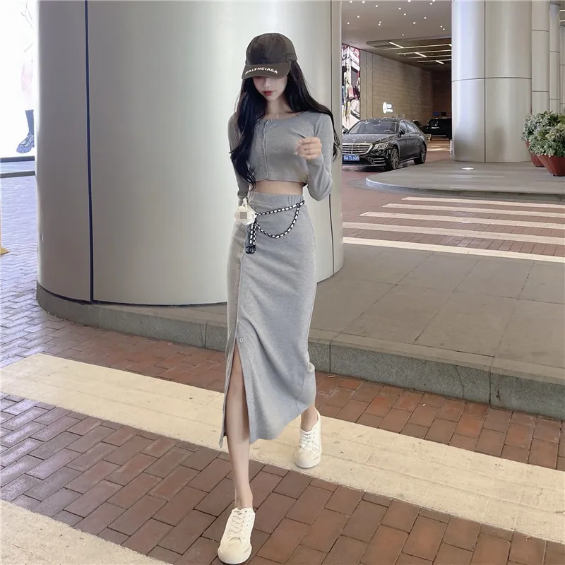 

Make early spring long sleeve short jacket cardigan bust skirt of tall waist