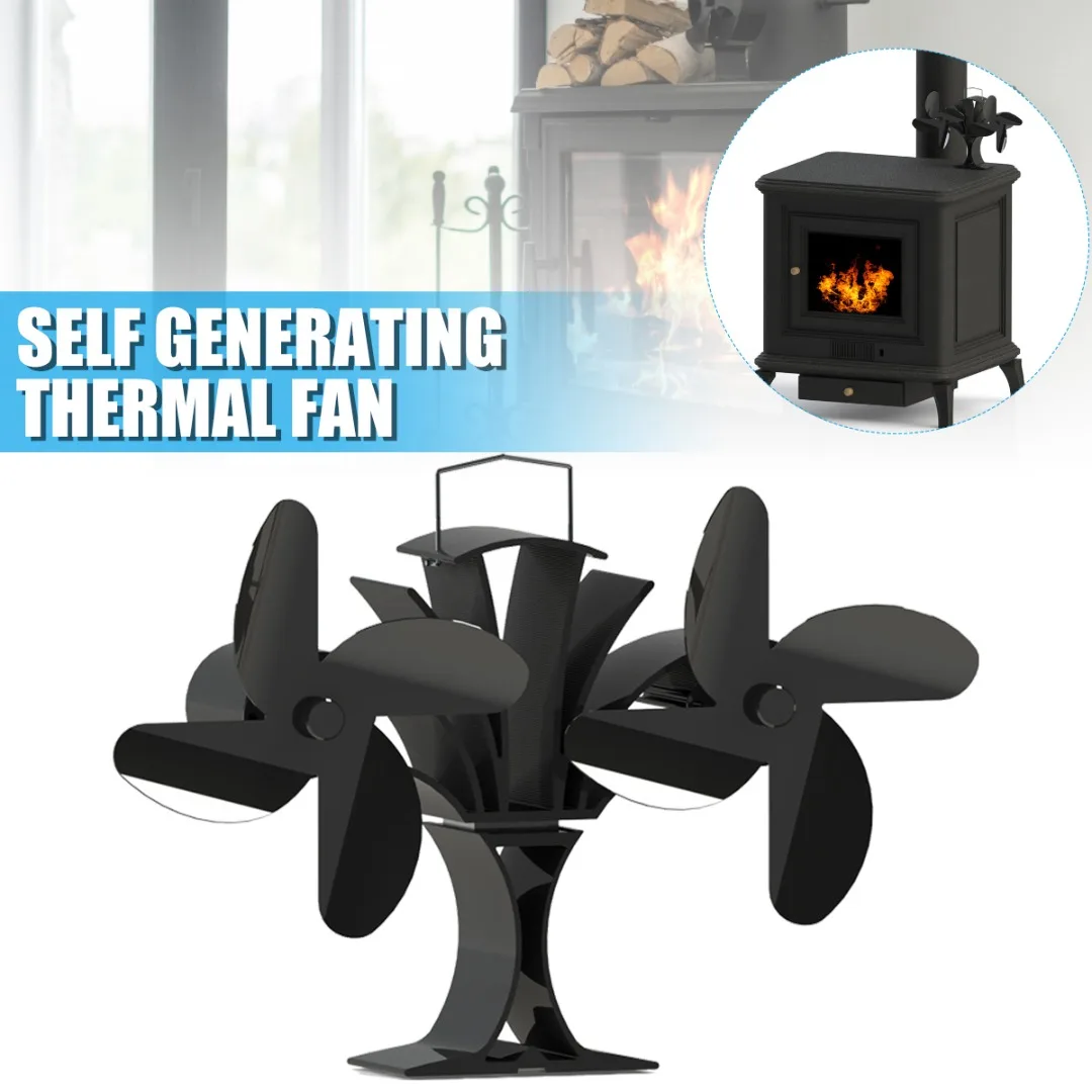 

1pc 4x2-Blades Kerosene Stove Heating Fan Wood Burner Stove Heat Fan Fireplace Burning Heat Distribution Parts