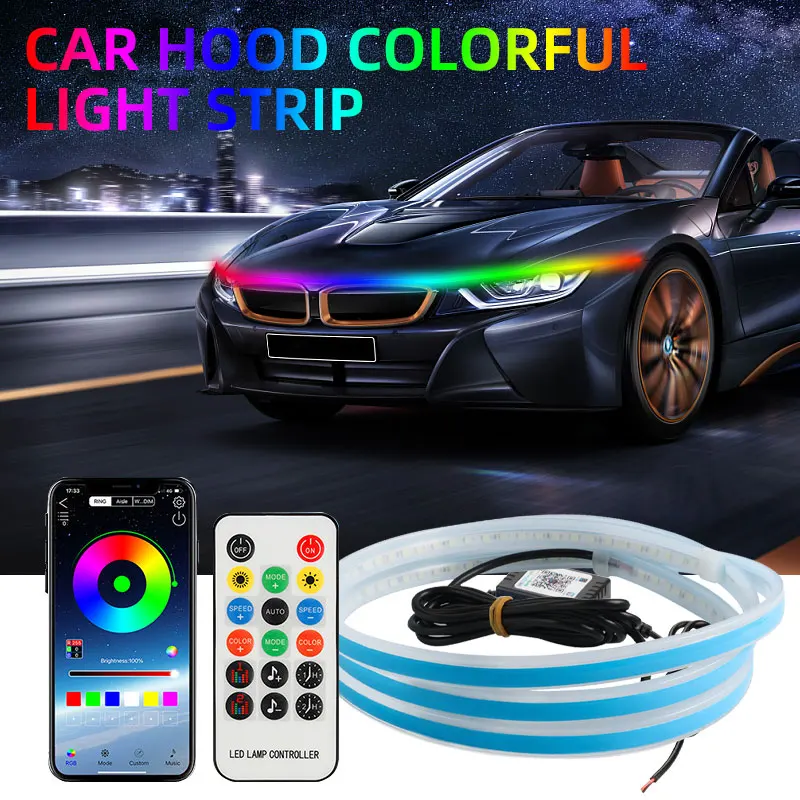 

Car Light Hood RGB Led Colorful Headlight Decorative Ambient Lamp Modified Atmospere Daytime Running Lights APP Remote Control