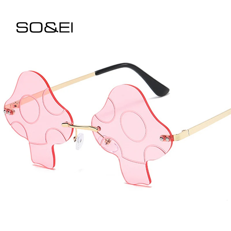 SO & EI-gafas de sol sin montura para hombre y mujer, lentes de sol irregulares, estilo Retro, transparentes, con protección UV400