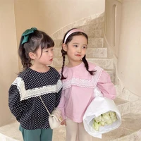 2022 spring new korean version kids lace shirt girls casual fashion comfortable t shirt boutique kids fashion clothing