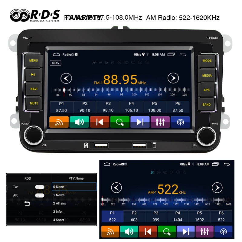 Автомобильный радиоприемник 2 Din VW Android Carplay Bluetooth Android-Авто DAB Plus FM RDS GPS Wifi головное