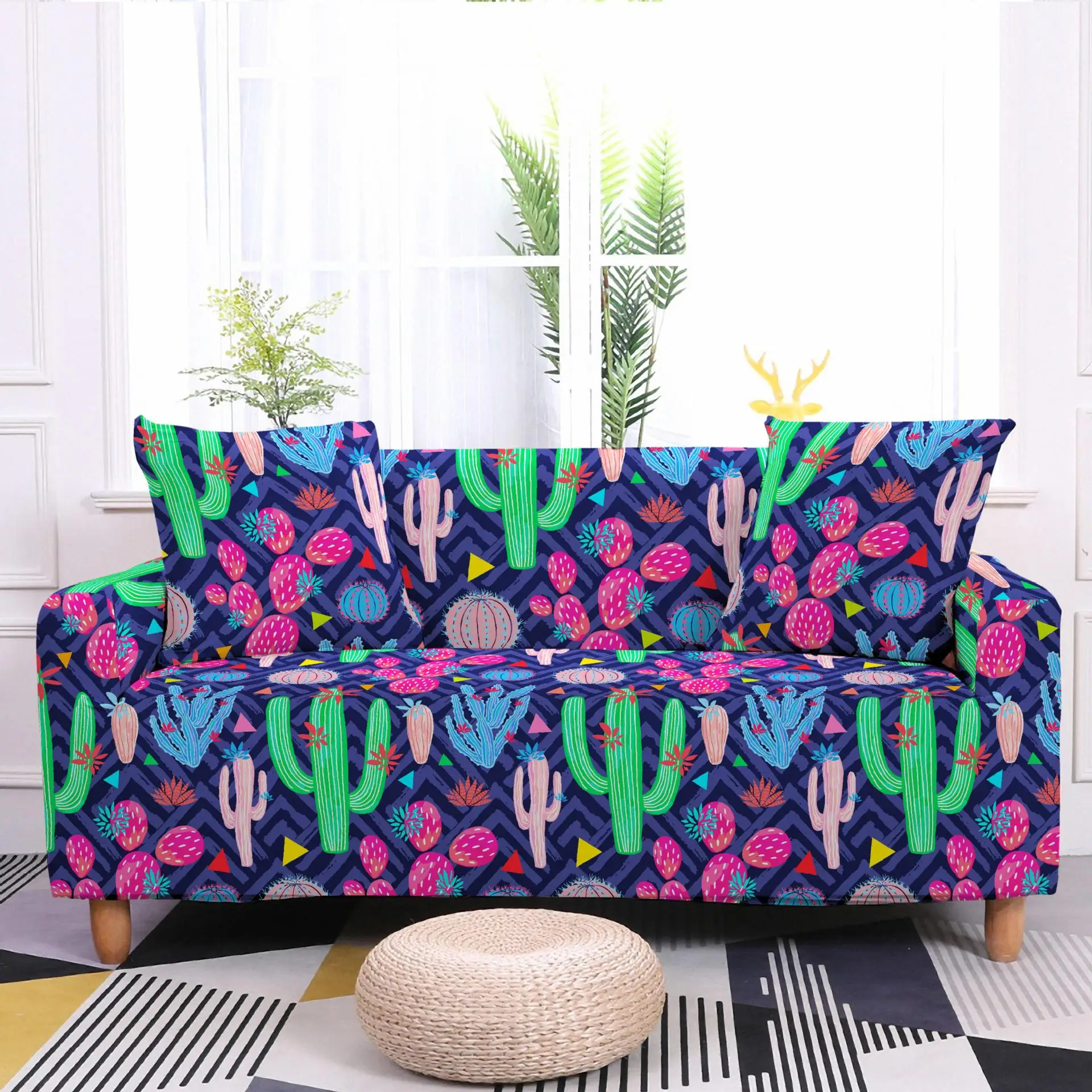 

Cactus Digital Printing Elastic Sofa Cover Home All Inclusive Spandex Sofa Covers for Living Room Sectional Sofa Cushion Cover
