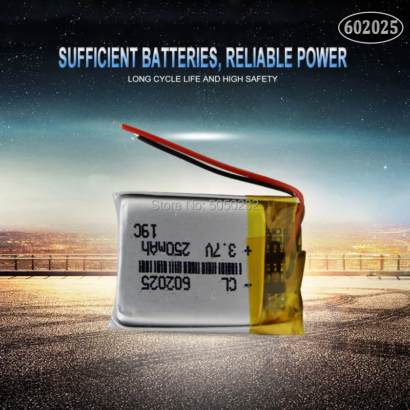 1pc 250mAh 3,7 V 602025 литиевая полимерная аккумуляторная батарея для Mp3 MP4 MP5 GPS PSP DVR mobile bluetooth Li-Po cells