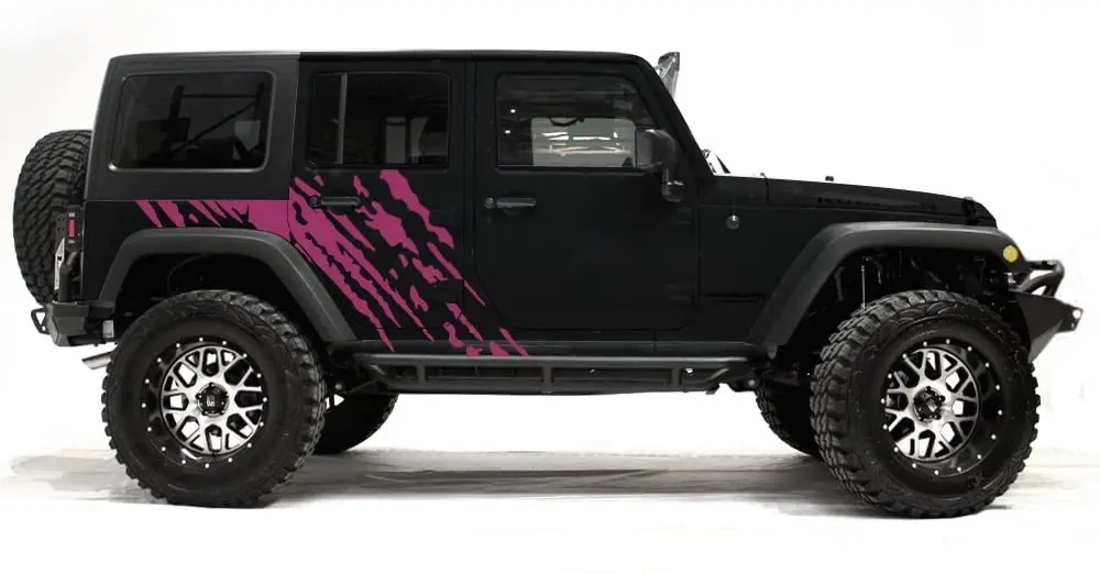 

Factory Crafts Splash Side Graphics Kit 3M Vinyl Decal Wrap Compatible with Jeep Wrangler 4 Door 20072016 Pink