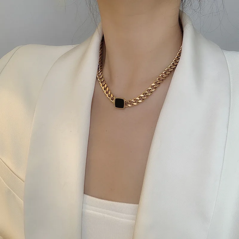 

Choker Necklace Punk Miami Cuban Chain Collar Statement Hip Hop Big Chunky Aluminum Gold Color Thick Chain Necklace Girl Jewelry