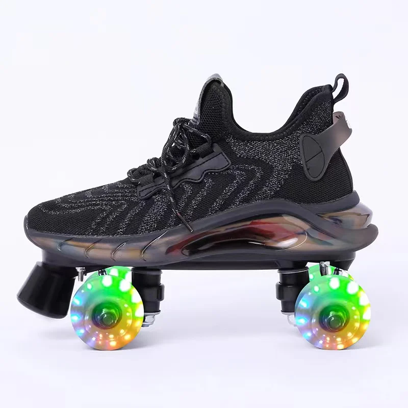 Mesh Knitted Sports Roller Skates Shoes Patines Skating Sliding Inline Quad Sneakers Training 4 Flash Wheels Breathable