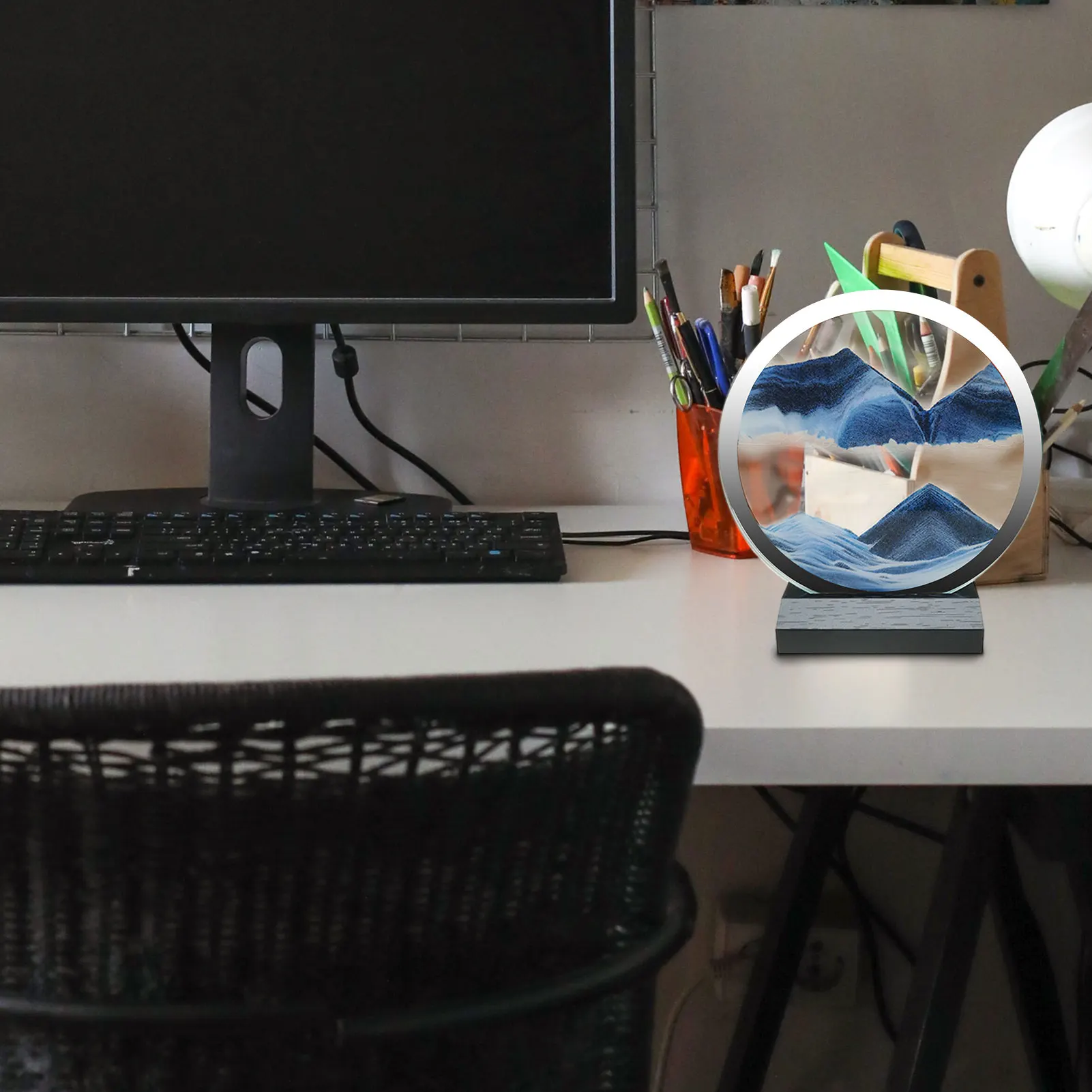 Движущийся песок живопись 3D динамический зыбучий фотоорнамент с круглым