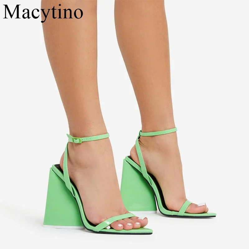 Shoes Women Sandals Summer Patent Leather 11CM Super High Heel Fashion Show SandalsWith Buckle Wedding Shoes Sandalias Mujer