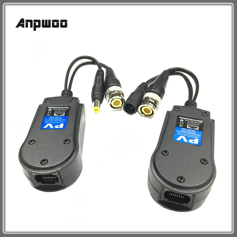 For HD CVI/AHD/TVI Twisted BNC CCTV Passive Transceivers Cat5 CCTV UTP Video Balun IPC For 2MP 3MP 4MP Anpwoo 230PV 200M Range