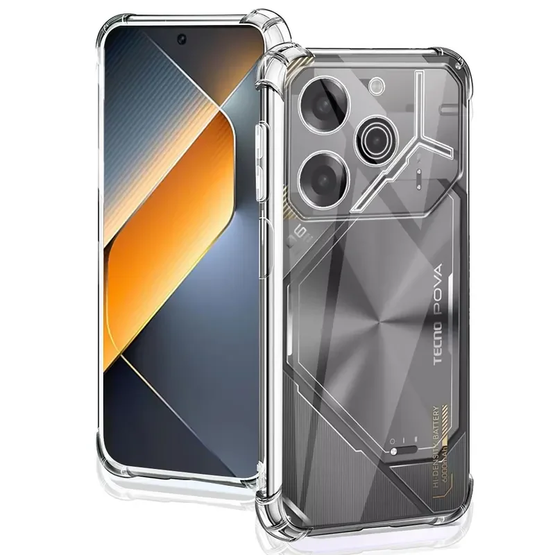 Чехол для Tecno Pova 6 Pro силиконовый мягкий прозрачный противоударный чехол Pova6