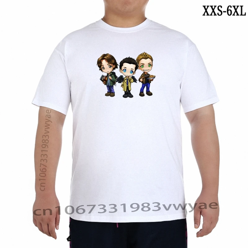 

Cotton Men' RenHe Chibis Sam Dean Supernatural uomini T Shirt Nera Divertente Figo Cool Top Men' Tshirt XXS-6XL