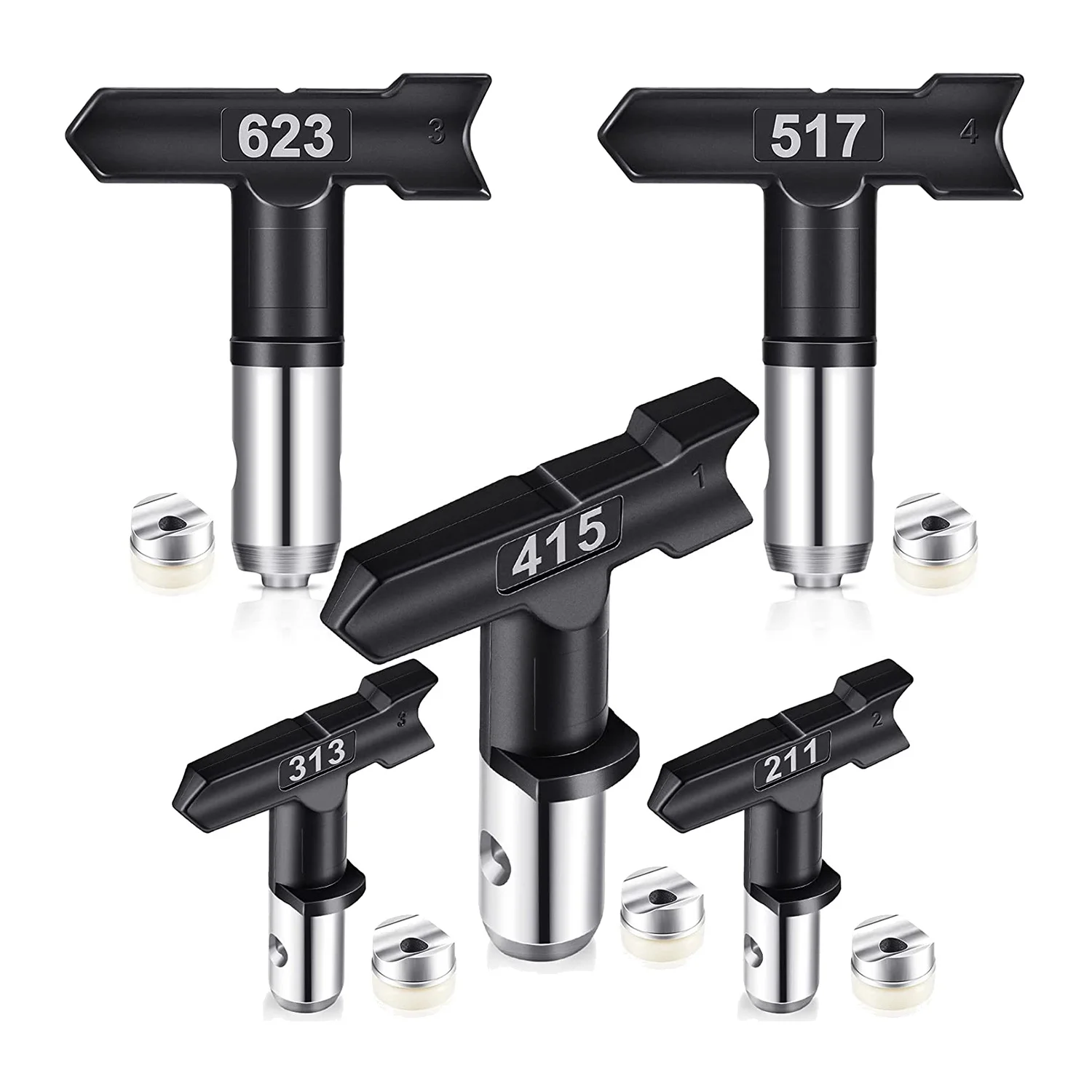

5 Pcs Spray Tips Reversible Spray Tip Airless Spray Nozzles for Airless Paint Sprayer (211 313 415 517 623)