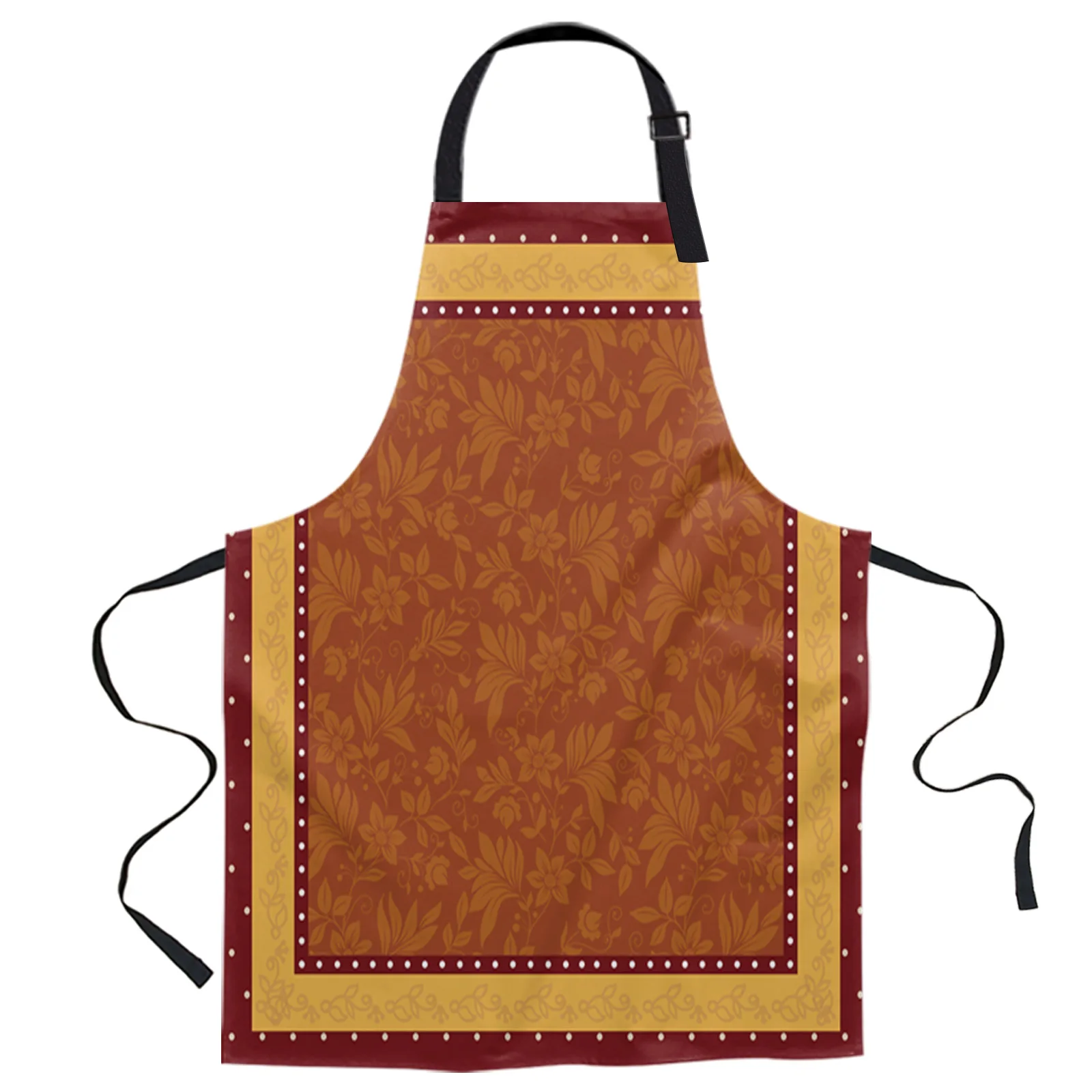 

Retro Wave Dot Flower Design Adjustable Canvas Kitchen Coffee Apron Ladies Couple Cooking Dining
