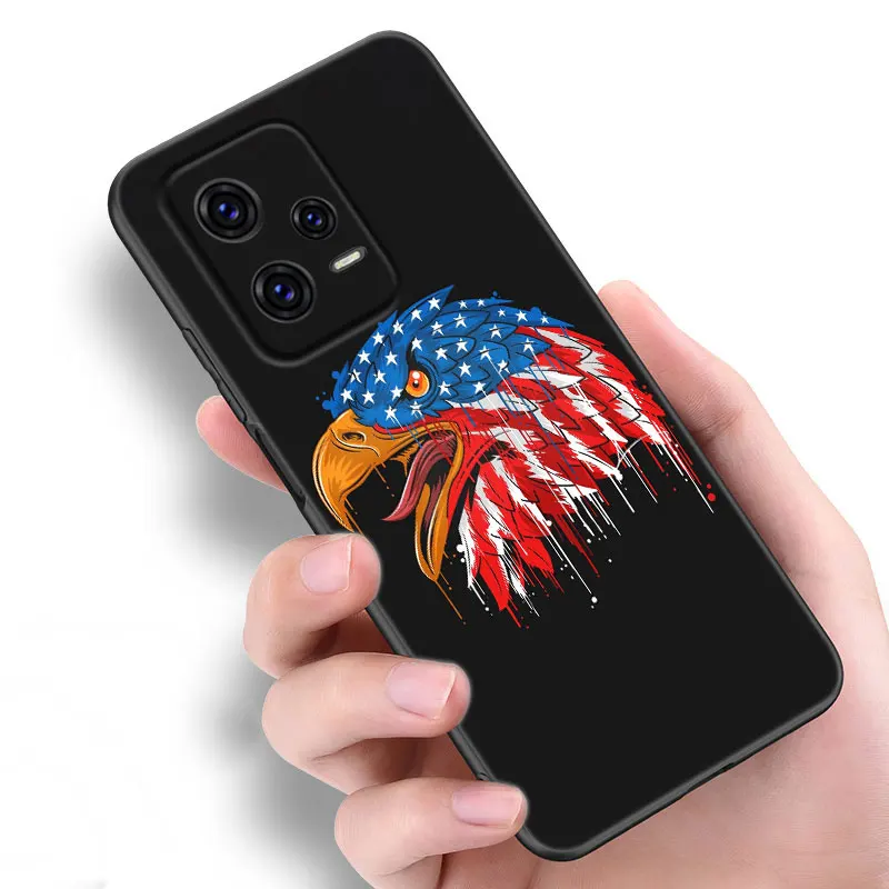 Черный силиконовый чехол с американским флагом для телефона Xiaomi Redmi Note 10 11 11S 12 13 4G