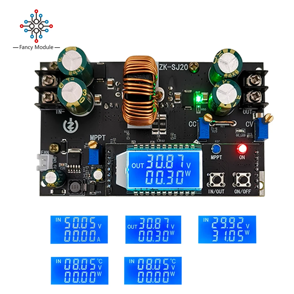 

Zk-SJ20 300 Вт высокомощный Модуль повышения мощности поддерживает Солнечный MPPT вход 7-80 в выход 1,4-79 в ток 20 А понижающий модуль питания