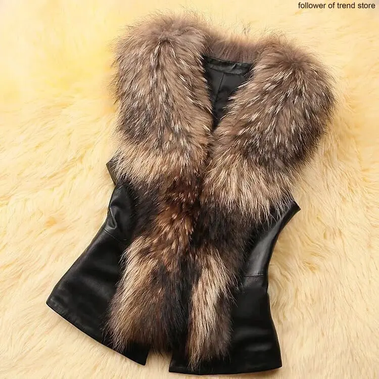 S-4XL Autumn  Winter Women's Faux Fur Women Wear Skinny Short Sleeveless Top  Collar Fur Coat Vest Short Slim Faux Fur Vest