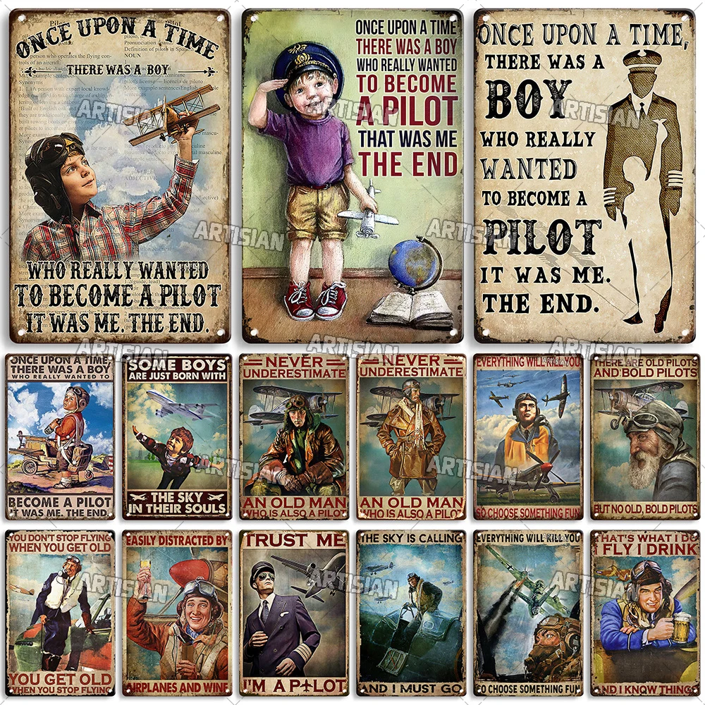 

Артизийский пилот Ретро металлический знак самолет оловянный плакат декоративная тарелка Настенный декор гараж Бар Паб Клуб отель Кафе Ку...