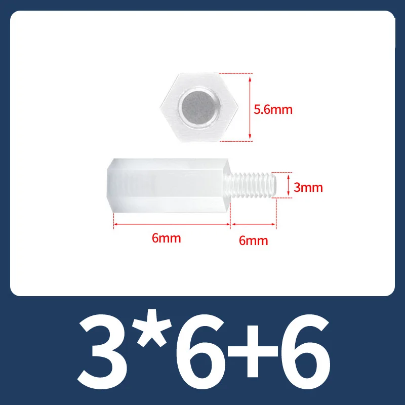 M3x6 мм белый нейлон шестигранная мужская и женская стойка с резьбой крепление на