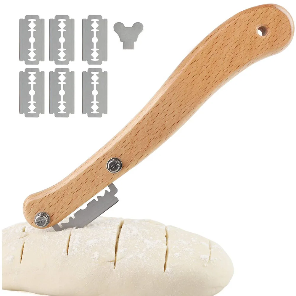 

Bread Cutter Lame Wooden Handle Slashing Dough Scoring Knife with Replaceable Blades For Making Kitchen Tools