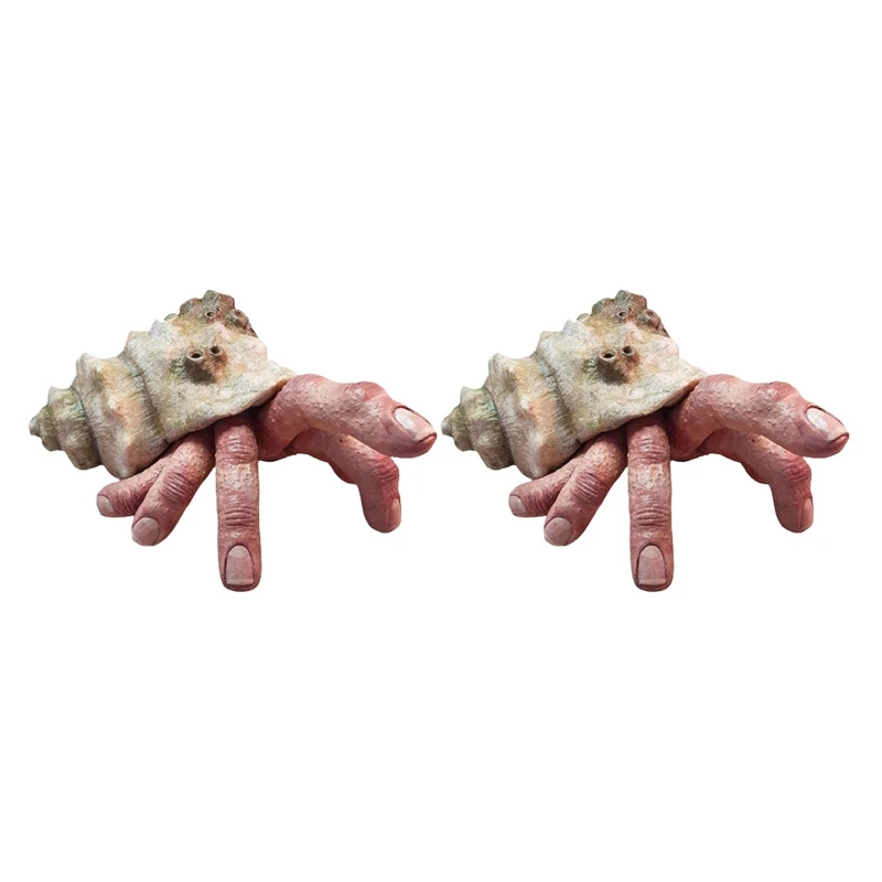 

2 Pcs Creative Scary Snail Hand Crafts Ornaments Finger Crab Creepy Weird Realistic Horror Resin Ornaments Home Decor