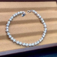 luxurious real moissanite diamond bracelet 925 sterling silver white stone bangle for women fine wedding jewelry