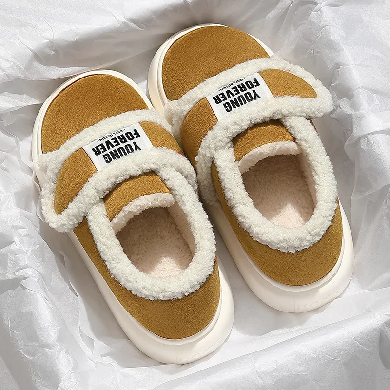 Зимние женские ботильоны уличные Нескользящие ботинки на толстой подошве для