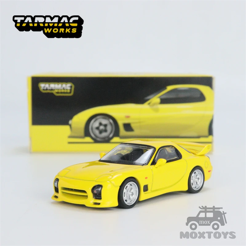 Tarmac работает 1:64 Mazda RX-7 (FD3S) Mazdaspeed A-Spec соревнования желтая слюда литая модель