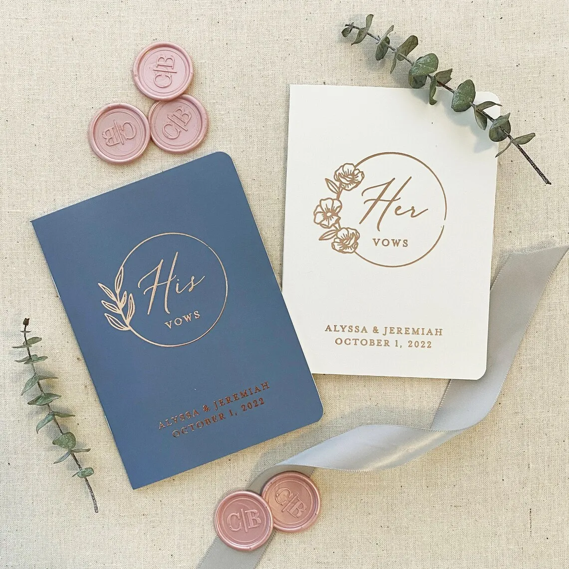 

Real Foil Wedding Vow Book #6 - Wedding Vow Book Set, Bride and Groom Vows, Bride Vow Book, Groom Vow Book - Gold, Rose Gold, or