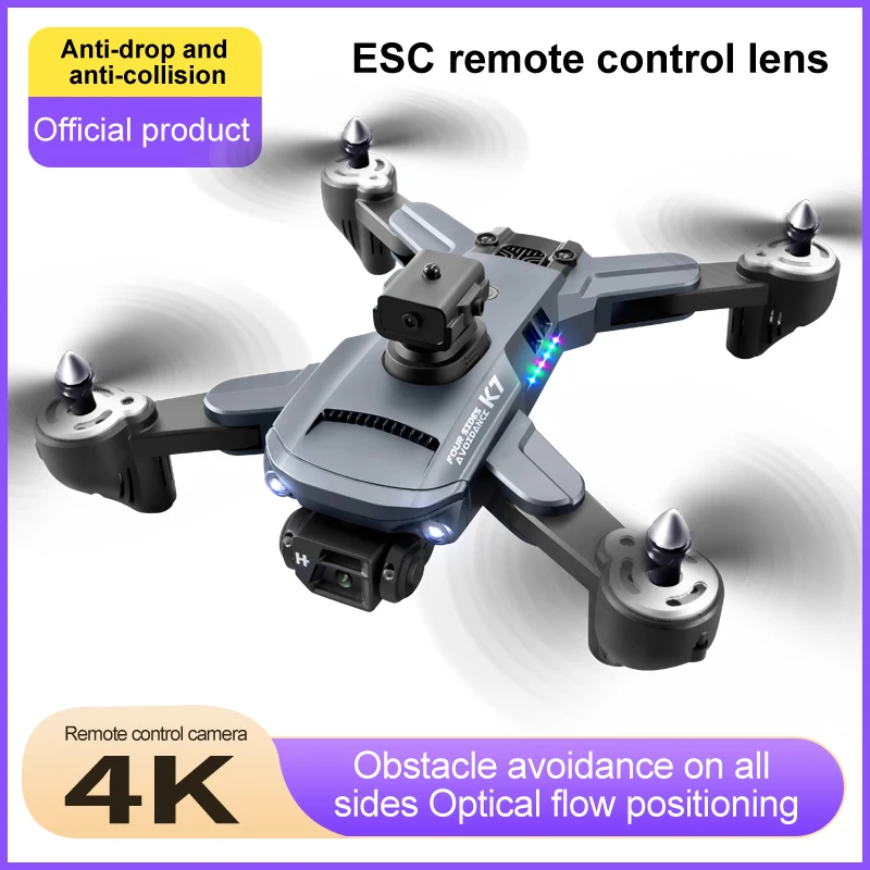 New K7 Mini Drone 4K ECS Camera Obstacle Avoidance RC Helicopter Dron Optical Flow Localization FPV Foldable Plane Boys Toy Gift enlarge