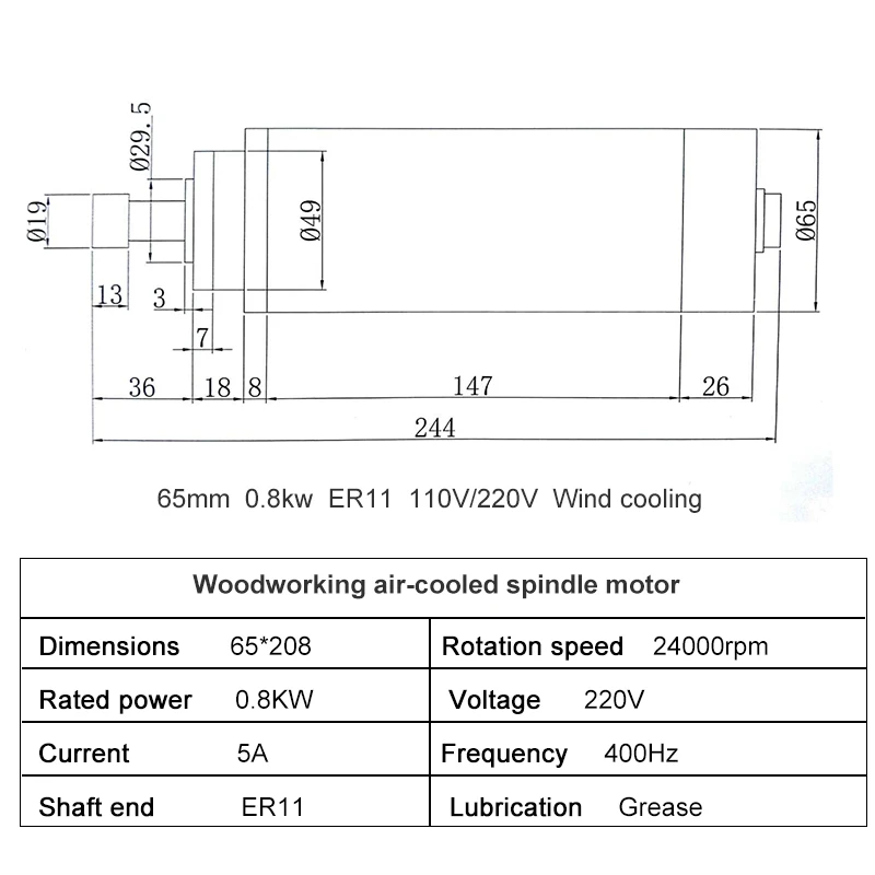 Двигатель шпинделя фрезерного станка с ЧПУ 0 8 кВт двигатель воздушным