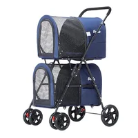 Double-layer Small Lightweight Pet Stroller Dog Cat Collapsible Tricycle Cage Supplies Carrier Car