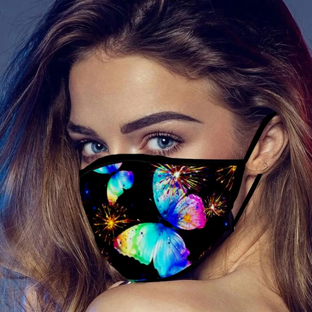 Маски для взрослых унисекс с принтом бабочки моющиеся защитные хлопковые