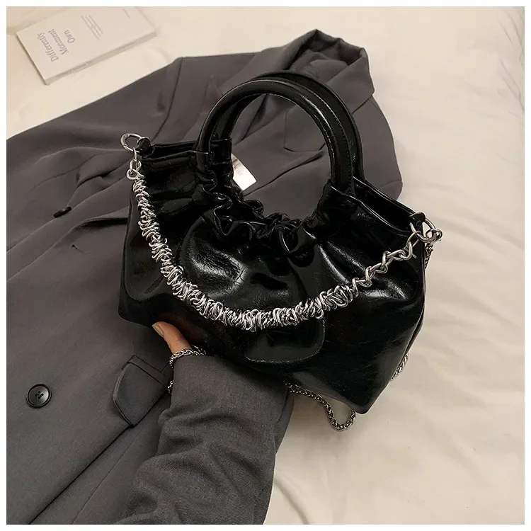 Золотые серебряные цветные лазерные глянцевые сумки 2024 корейские сумки-тоут