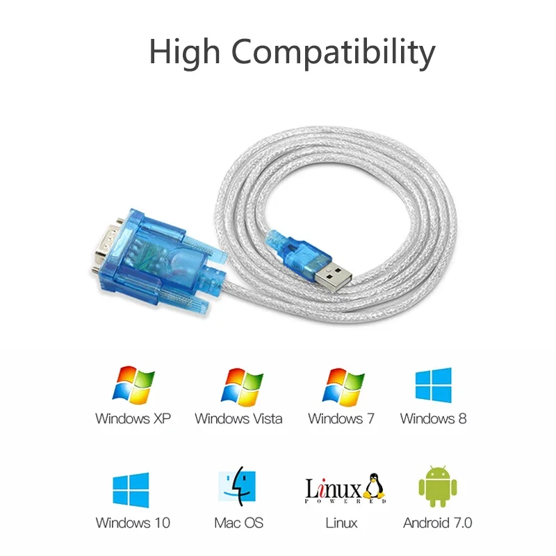 Кабель-конвертер USB в RS232 DB9 последовательный 9-контактный COM-порт адаптер папа