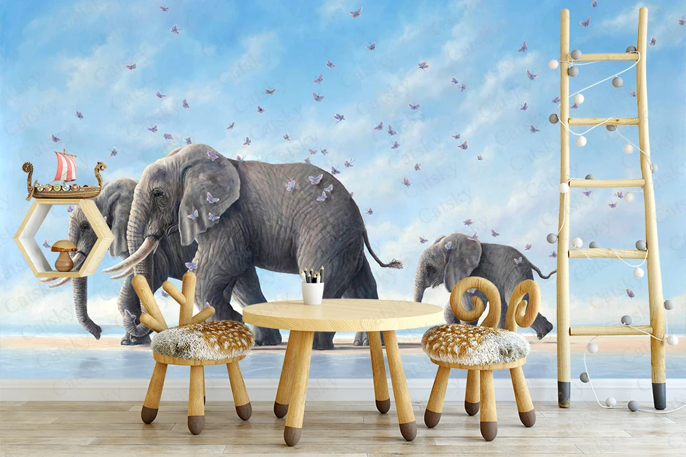 Индийский Слон раннее утро Животные наклейки на стену детская комната потолок